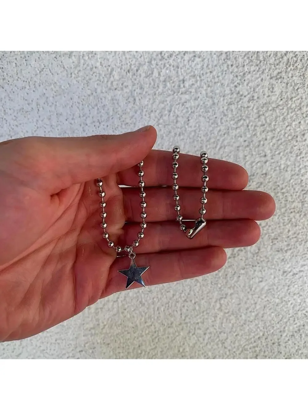 Steel Star Pendant y2k Cyber style choker necklace. Men’s women’s unisex. 17.5